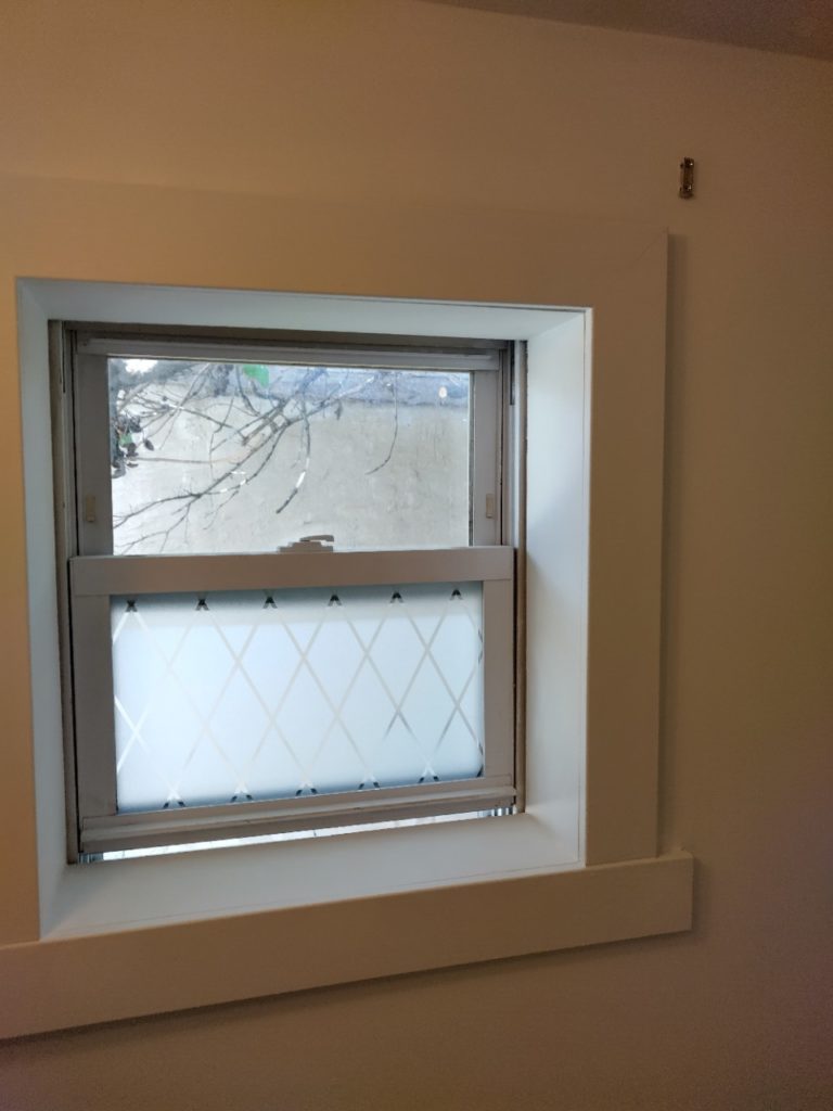 finished window frame replacement after leak repair