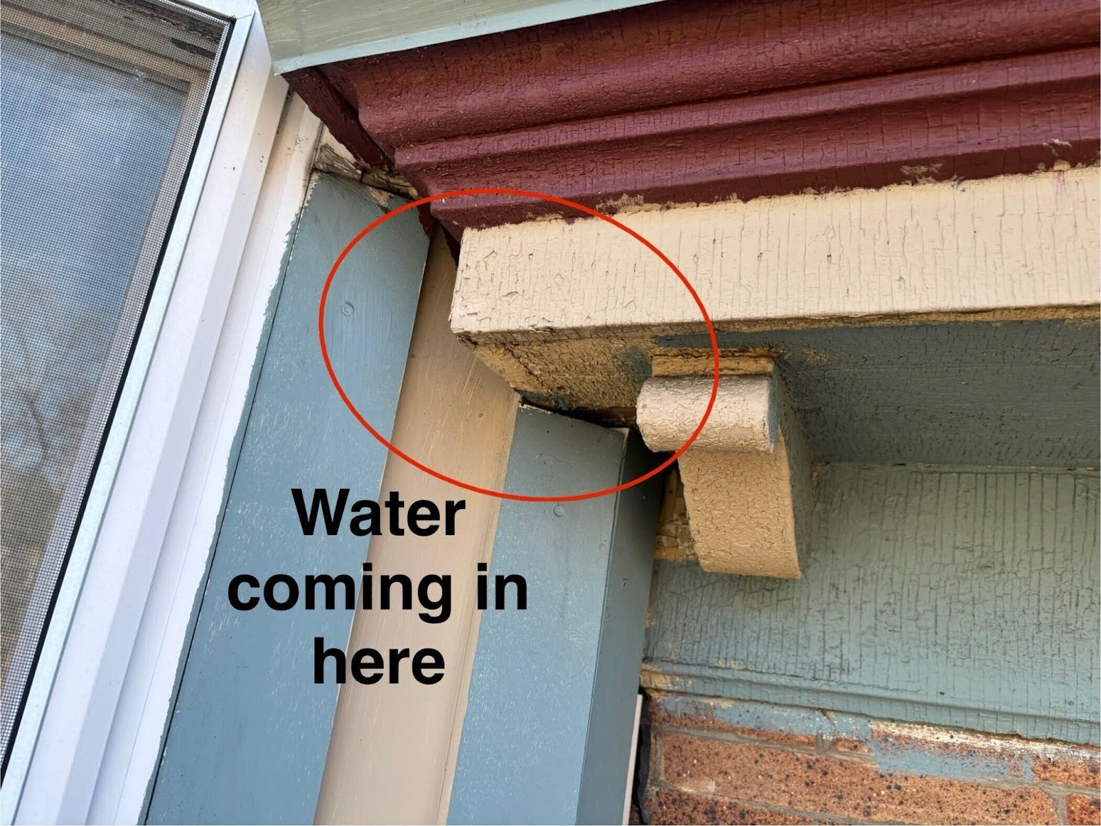 Labeled image by Dr. Leaks of Philly window leak and the leak zone